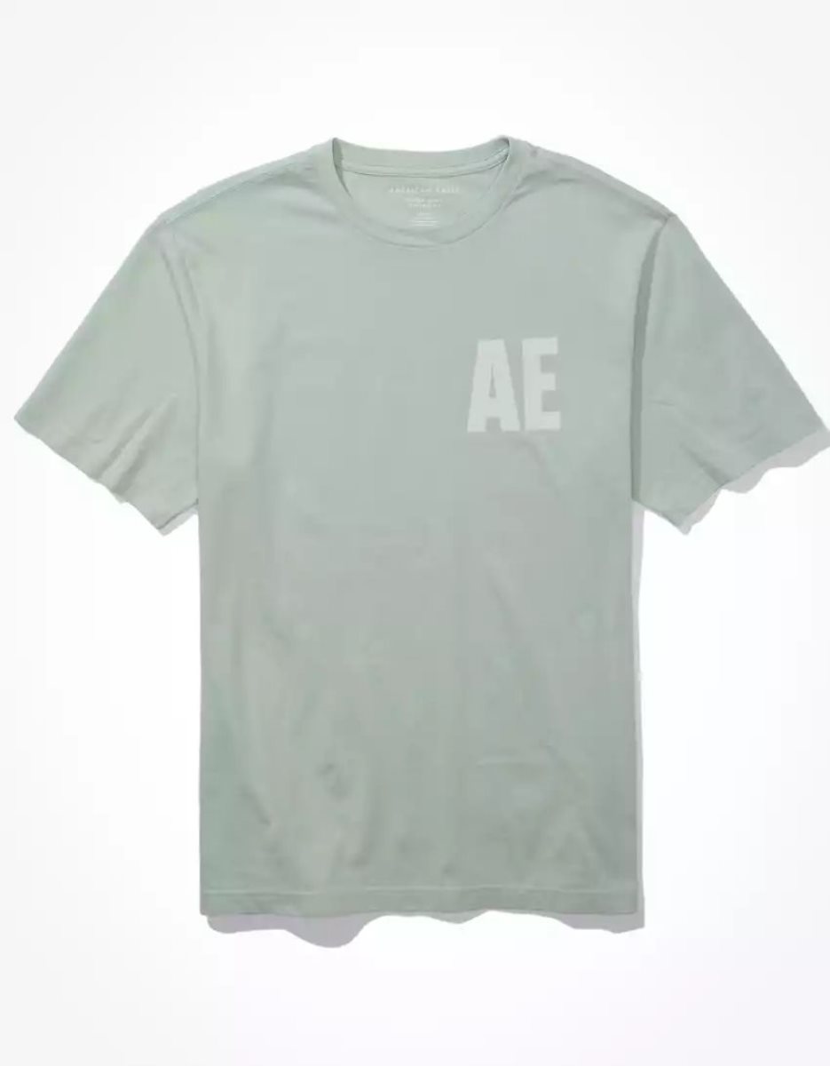 T Shirt Graphique American Eagle AE Super Soft Menthe Homme | ANU-52767761